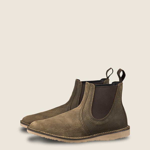 Red Wing Heritage Boots Weekender Chelsea - 6-Inch Roughneck Læder - Olivengrønne - Herre 2734-QXRLD